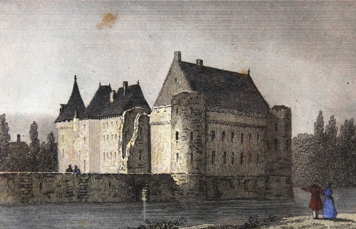 Représentation du château après 1793 et la destruction de ses tours.